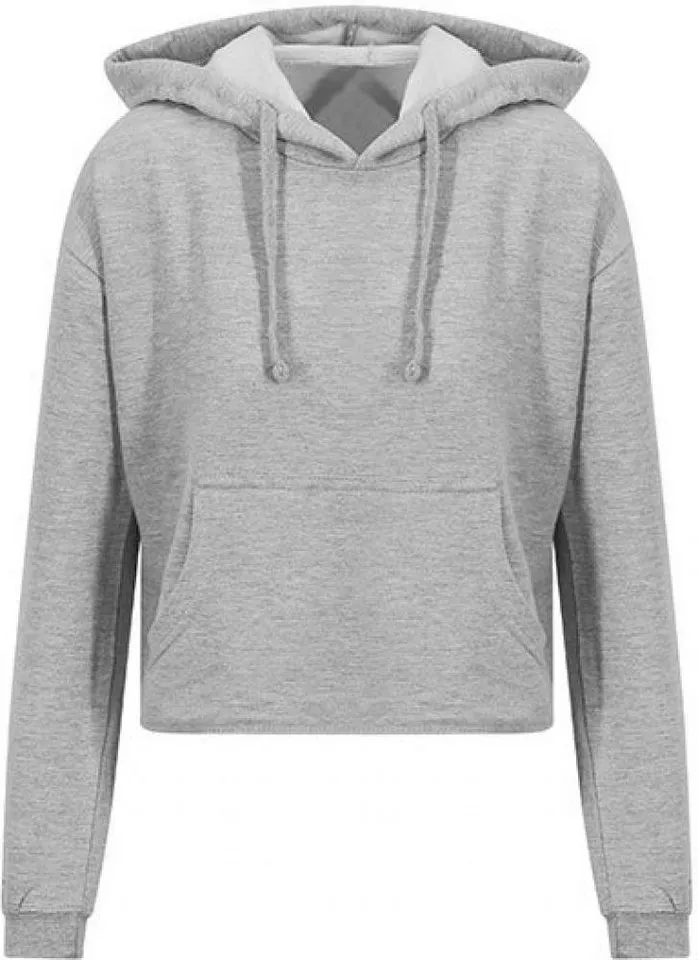 Just Hoods Just Hoods Kapuzenpullover Damen Cropped Hoodie - Weiche Baumwollaußenseite, Heather grey, – Produktbild 1 von 1