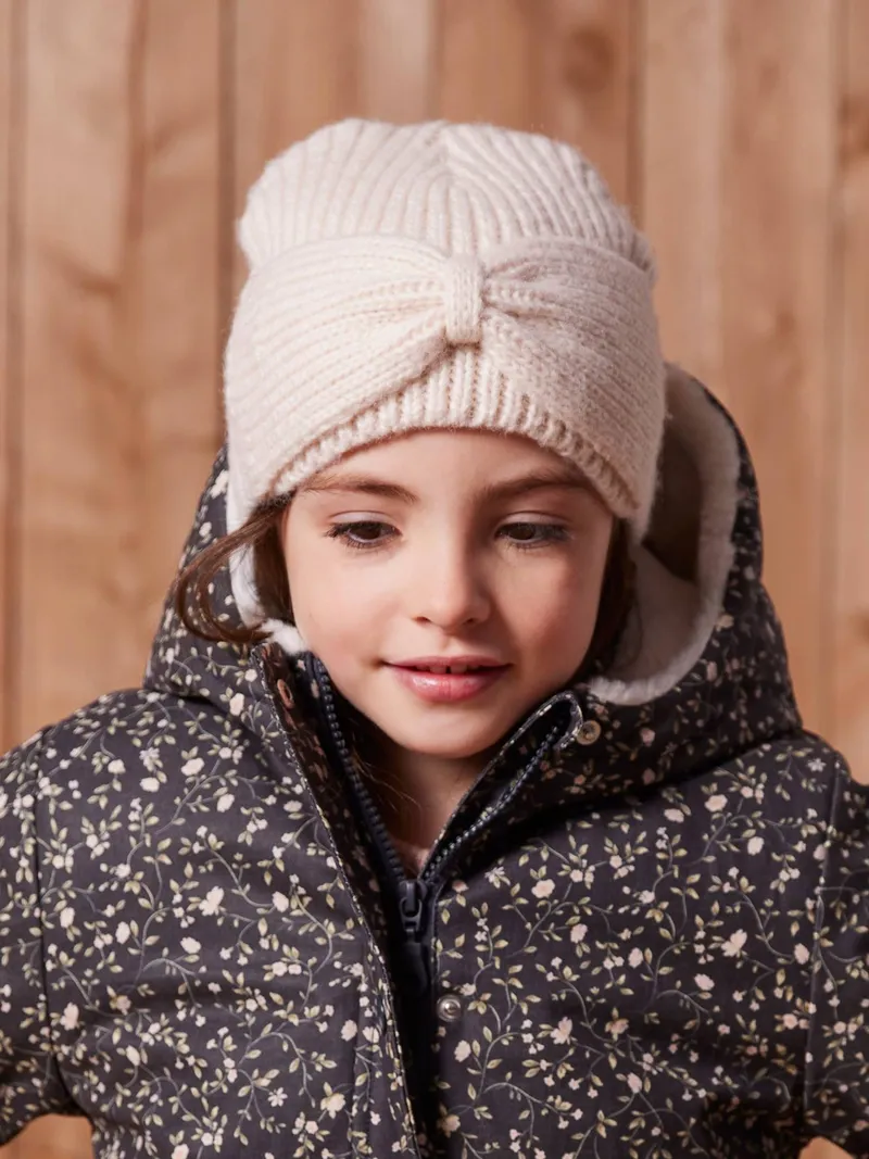 Vertbaudet Mädchen Mütze aus Rippenstrick, Beige meliert, – Produktbild 1 von 4