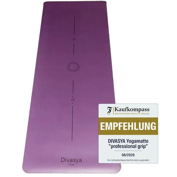 Divasya Divasya Yogamatte Naturkautschuk | rutschfester japanischer Grip | 6 Farben | Gurt & Hülle, Purple pure, – Produktbild 3 von 4