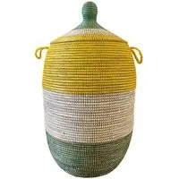 SWANE-Design SWANE-Design Afrikanischer Wäschekorb - Bold Stripes Grün/Gelb - S/M/L/XL/XXL – Produktbild 1 von 1