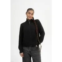 MELA MELA Damen vegan Strickjacke Rippe Kamuka Schwarz, Schwarz, – Produktbild 2 von 3