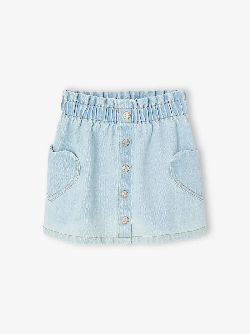 Vertbaudet Mädchen Jeansrock mit Herztasche gebleicht, Gebleicht, – Produktbild 2 von 3