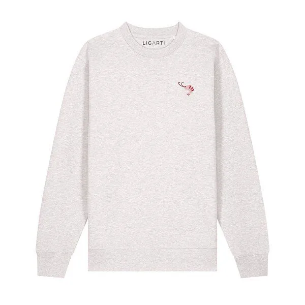 LIGARTI Bestickter Pullover – Nele der Shrimp – LIGARTI Tiermanufaktur, Hellgrau, – Produktbild 2 von 3