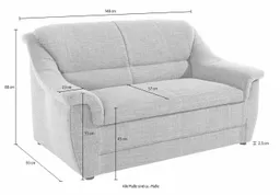 DOMO collection 2-Sitzer Lale formschönes und komfortables Sofa, zeitlos und elegant, optimal für kleinere Räume – Produktbild 1 von 1