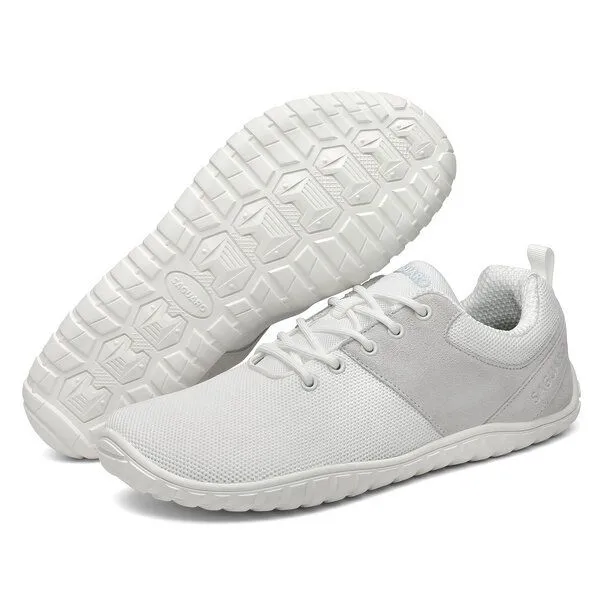 SAGUARO SAGUARO Barfußschuhe Leder Freizeit-Schuhe Schnürschuhe Sneaker Halbschuhe, Weiss, – Produktbild 1 von 4
