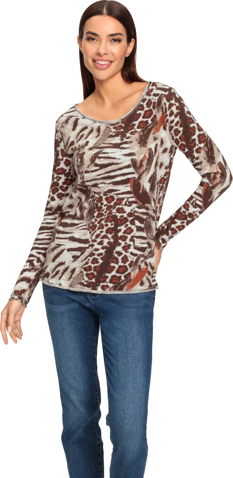 heine Langarmshirt beige-orange, Beige-orange, – Produktbild 2 von 2