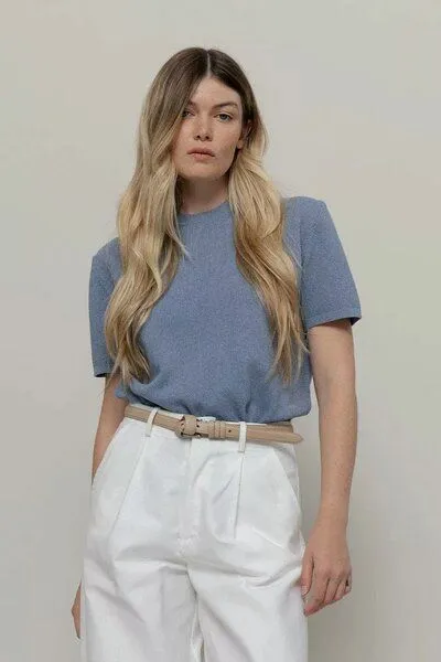 Rifò Rifò Feinstrick T-Shirt Carlotta, Blue indigo (blau), – Produktbild 1 von 4