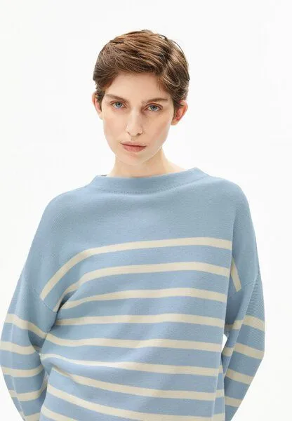 ARMEDANGELS ARMEDANGELS MERINAA STRIPES Damen Strickpullover aus Bio-Baumwolle, Blue glow-oatmilk, – Produktbild 3 von 4