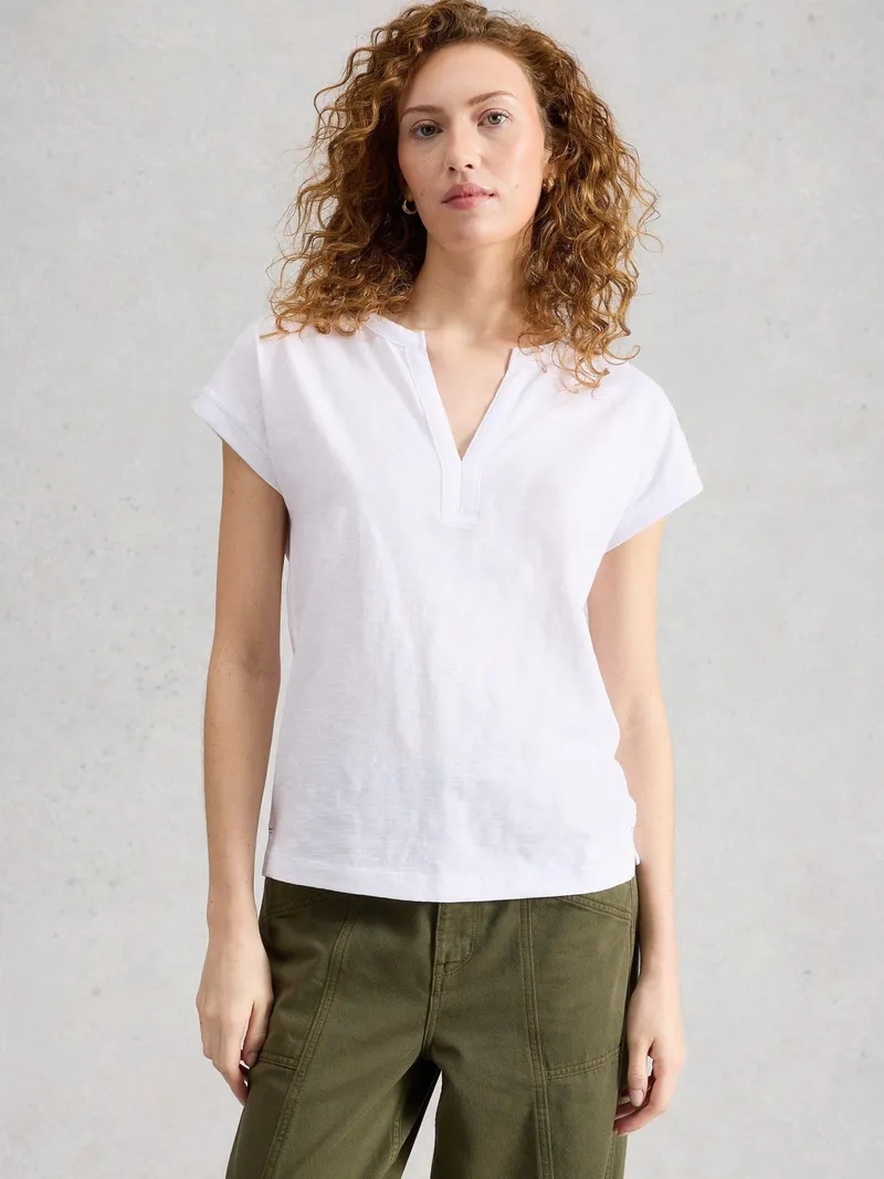 White Stuff T-Shirt Nina mit Keilausschnitt - 46, Reines weiß, – Produktbild 3 von 4