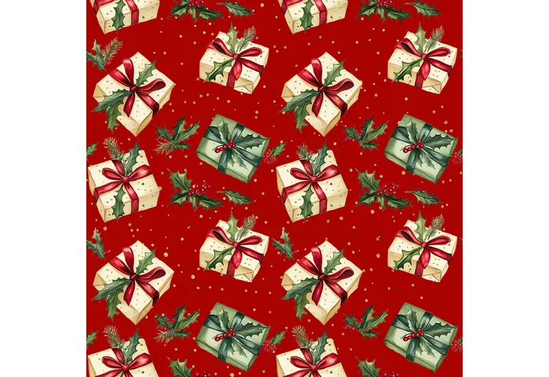 ti-flair Papierserviette, Servietten Papier 33x33cm 3-lag. mit festlichem Geschenkmotiv 20 Stück, Beige|grün|rot, – Produktbild 1 von 1