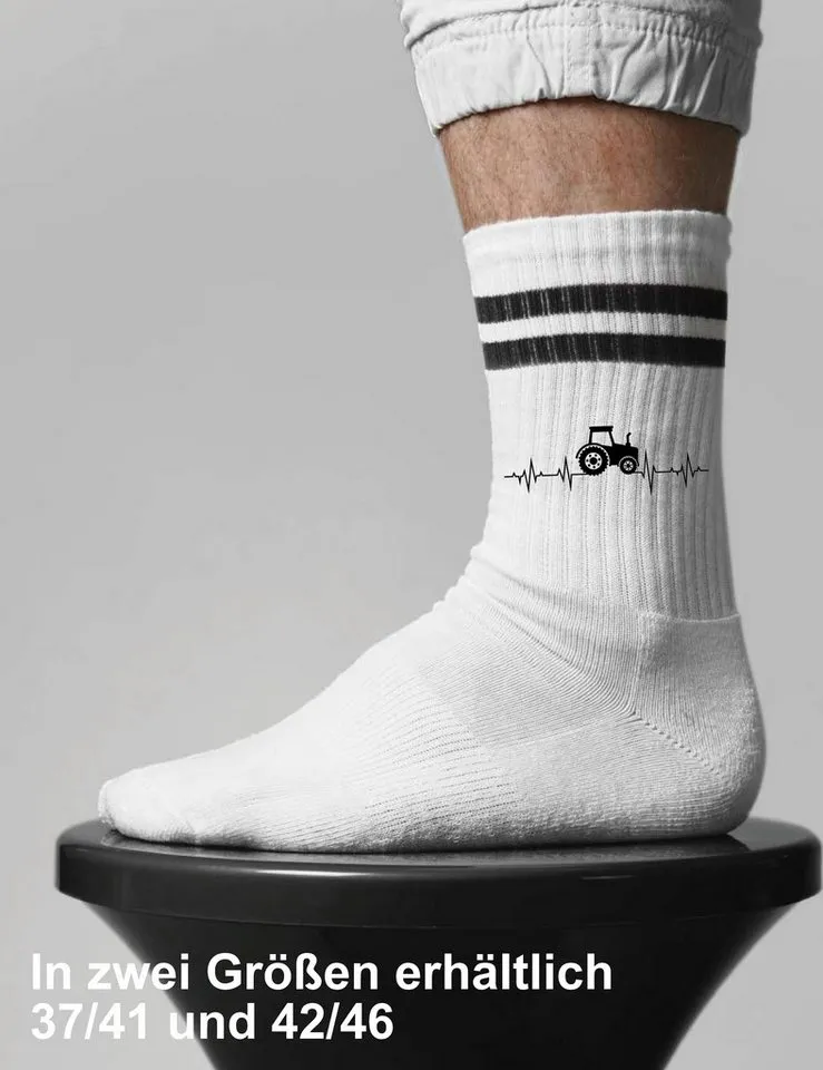 Youth Designz Tennissocken Unisex Socken "Heartbeat Traktor" Aufdruck lustig Geschenk Statement mit verstärkter Verse und Zehenbereich, Schwarz, – Produktbild 2 von 5