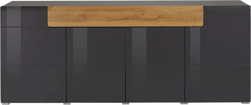 OTTO home Sideboard Toledo,Breite 208cm,moderne Kommode mit dekorative Fräsungen,grifflos, Kombikommode mit viel Stauraum, Einlegeböden verstellbar, Schwarz, – Produktbild 5 von 5