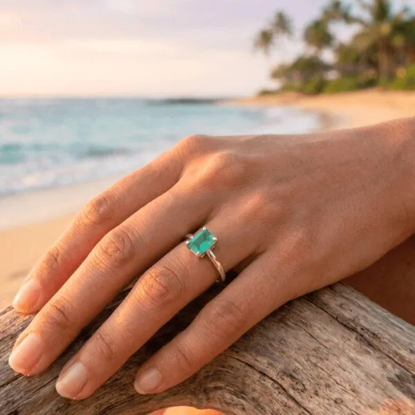 Spirit of Island Spirit of Island 925 Silber Solitär Ring |Echter Smaragd Edelstein – Produktbild 3 von 4