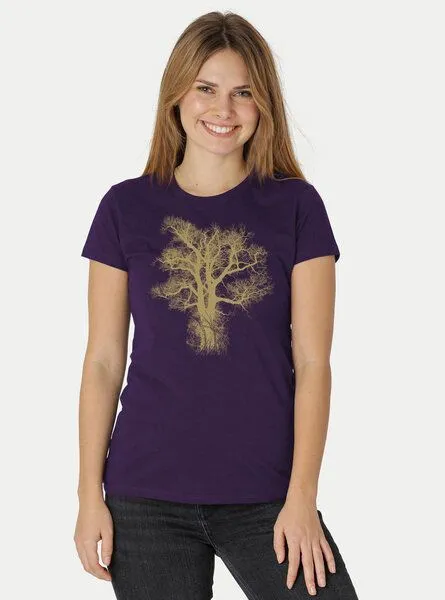 Peaces.bio - handbedruckte Biomode Peaces.bio - handbedruckte Biomode Damen Biobaumwoll T-Shirt Chestnut, Violett, – Produktbild 2 von 3