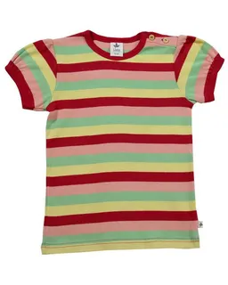 Leela Cotton Leela Cotton Mädchen T-Shirt Blockringel Bio-Baumwolle, Farbe kirschrot-bunt – Produktbild 1 von 1