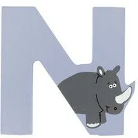 El Puente El Puente Holzbuchstabe N "Nashorn" | Fair Trade & Handmade aus Sri Lanka, Rosa, – Produktbild 1 von 1