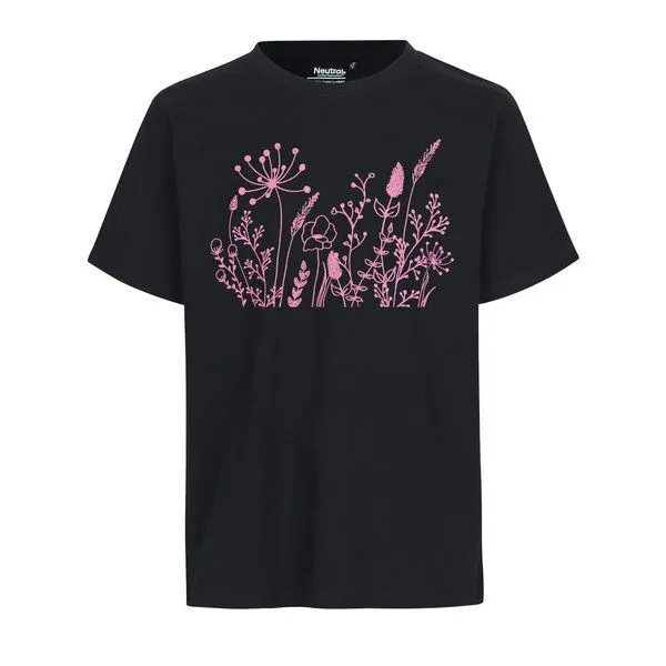 HANDGEDRUCKT HANDGEDRUCKT "Wilde Wiese" Unisex T-Shirt von Neutral, Black, – Produktbild 1 von 2