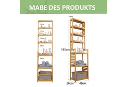 WAOHO Standregal Badezimmerregal Bambus-Bodenständer, Bambus-Regal, 7 Etagen – Produktbild 1 von 1