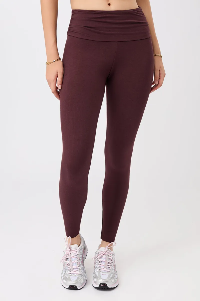 mandala MANDALA Damen vegan Tights Pilates Ruby, Dunkelrot, – Produktbild 1 von 2