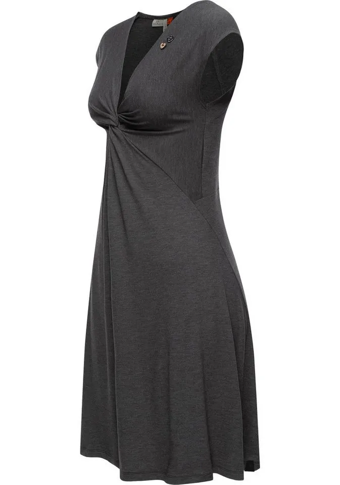 ragwear ragwear Jerseykleid Comfrey Solid stylisches Sommerkleid mit tiefem V-Ausschnitt, Schwarz, – Produktbild 2 von 2