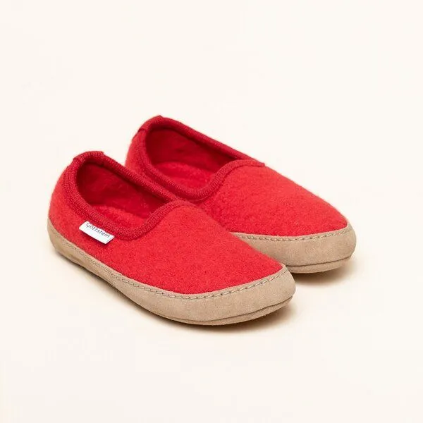 Gottstein Gottstein Woll-Hausschuh Cheyenne aus 100% Schurwolle | Hüttenschuh für Damen & Herren, Mittel-rot, – Produktbild 1 von 4