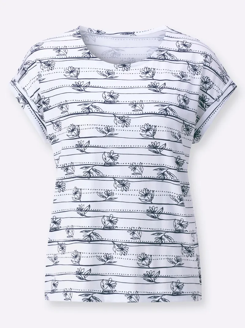 Witt Shirt weiß-marine-bedruckt, Weiß-marine-bedruckt, – Produktbild 1 von 2