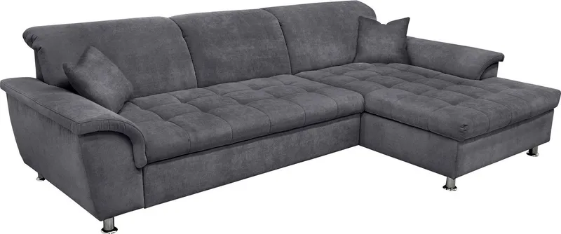 DOMO collection Ecksofa FRANZI 278x170x81 cm, Steppung im Sitzbereich, L-Form, ohne Funktion, Chenille, Grau, – Produktbild 3 von 5