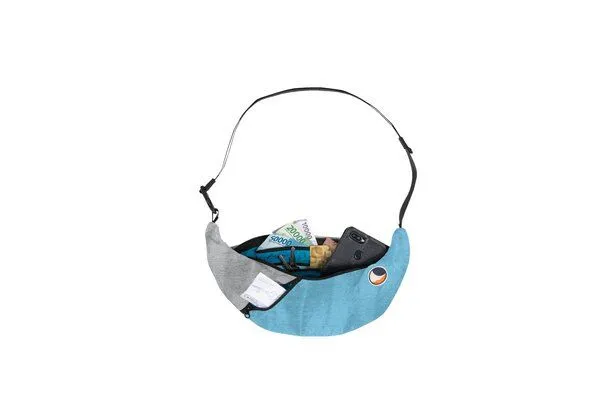 Ticket to the Moon Ticket to the Moon upcycled Bauchtasche/Crossbody Umhängetasche "Sling Bag", Himmelblau-frosty grau, – Produktbild 3 von 4