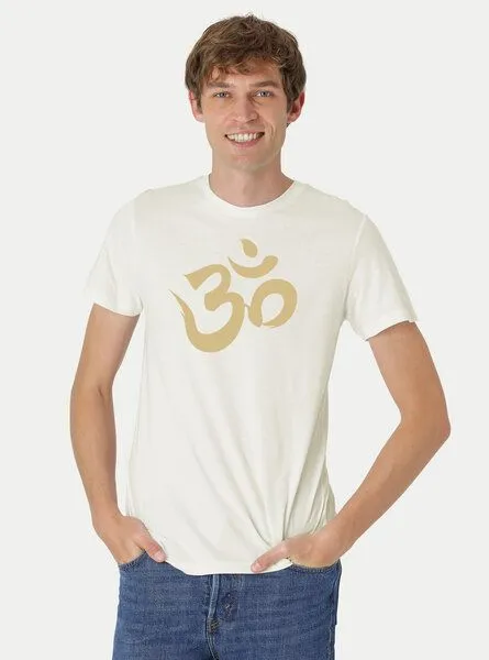 Peaces.bio - handbedruckte Biomode Peaces.bio - handbedruckte Biomode Fit T-Shirt "Om" Herren, Natur, – Produktbild 2 von 2