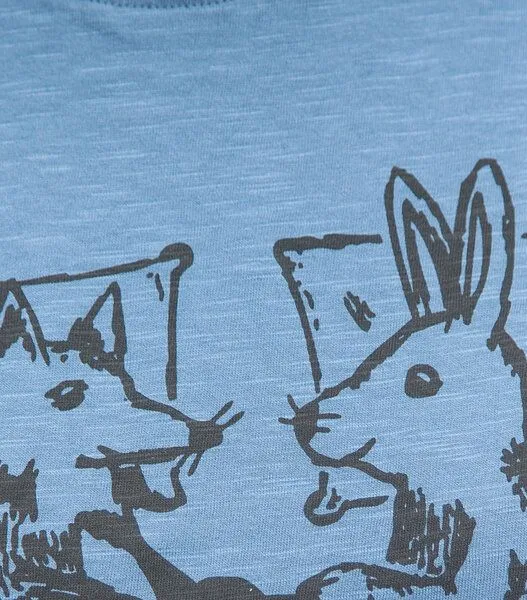 päfjes päfjes Fuchs & Hase - Frauen T-Shirt - Fair gehandelt aus Baumwolle Bio - Slub, Blau, – Produktbild 2 von 3