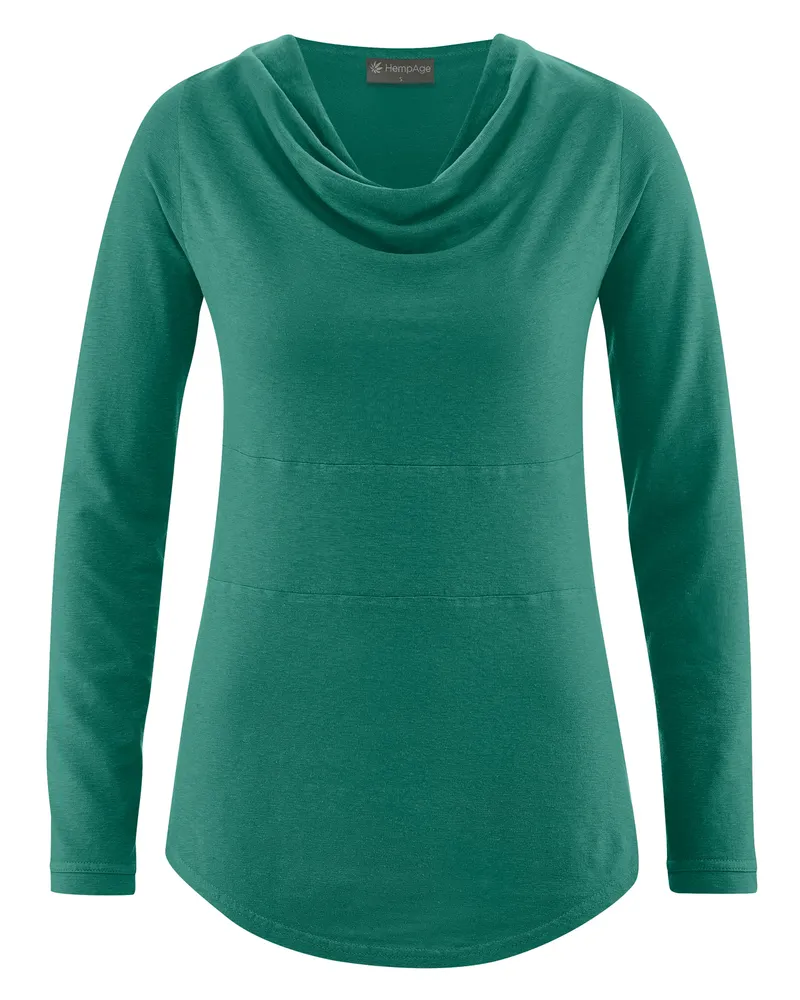 HempAge Hempage Damen vegan Langarm Top In Dschungelgrün, Grün, – Produktbild 1 von 2