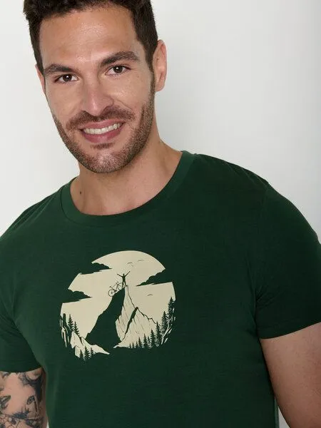 GreenBomb GREENBOMB Nature Clouds Ride Guide - Sportliches T-Shirt aus Bio-Baumwolle / hochwertiger Print / GOTS / Fair & Vegan, Grün (flaschengrün), – Produktbild 2 von 4