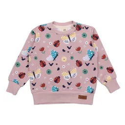 Walkiddy Kinder Sweatshirt GOTS zertifiziert Bio-Baumwolle mit Elasthan, Rosa, Marienkäfer- und Schmetterling-Muster, Walkiddy – Produktbild 1 von 1