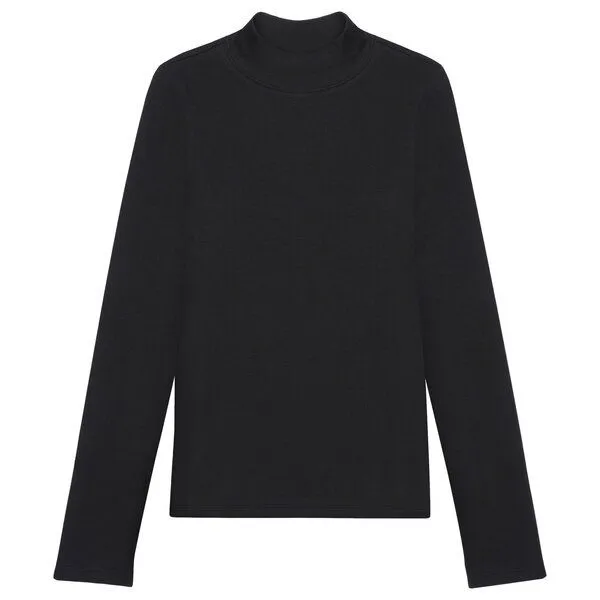 KnowledgeCotton Apparel KnowledgeCotton Apparel Ripp-Longsleeve High Neck, Black jet, – Produktbild 1 von 4