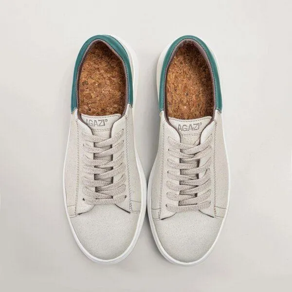 AGAZI AGAZI EMMA - apple & corn leather sneakers (vegan, plant-based), Turquoise, – Produktbild 3 von 4