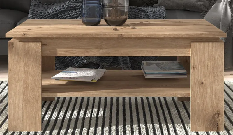 Inn.Furn Couchtisch Selen (Wohnzimmertisch in 4 Farben, 100 x 60 cm), mit großem Ablageboden, Beige, – Produktbild 3 von 5
