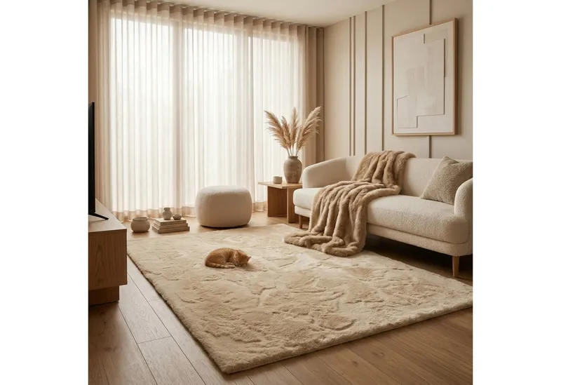 Consilio Concept Fellteppich Teppich Hasenfell Imitat COZY Fell Hochflor rechteckig Höhe: 22 mm, Beige|braun, – Produktbild 3 von 4