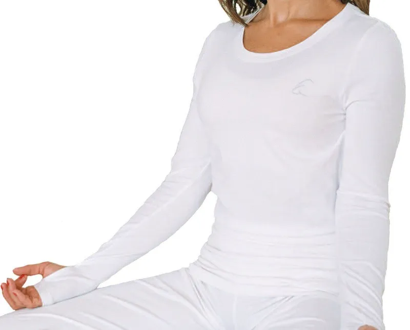 ESPARTO ESPARTO Yogashirt Langarmshirt Vicitra Ärmel mt Daumenloch, Weiß, – Produktbild 1 von 3