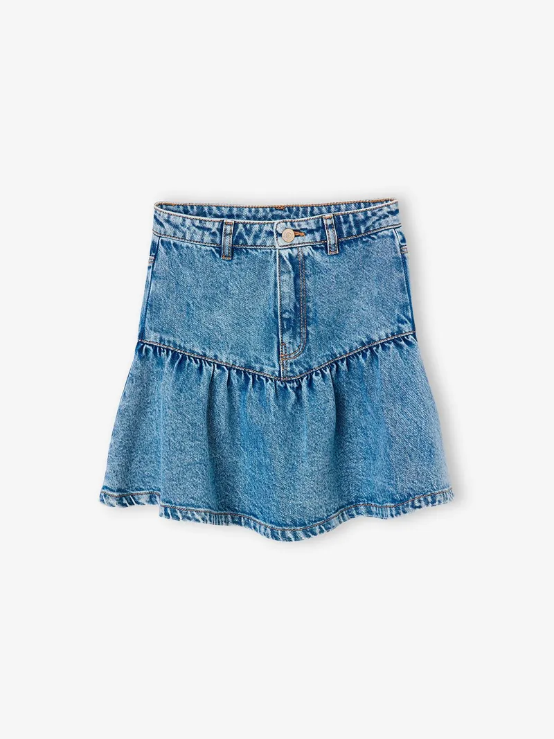 Vertbaudet Jeansrock Mädchen Vintage-Style Bundweite verstellbar, Jeansblau, – Produktbild 3 von 4