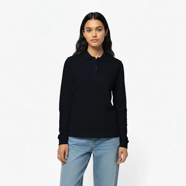 YTWOO YTWOO Damen Piqué-Polo Langarm, Navy, – Produktbild 2 von 4