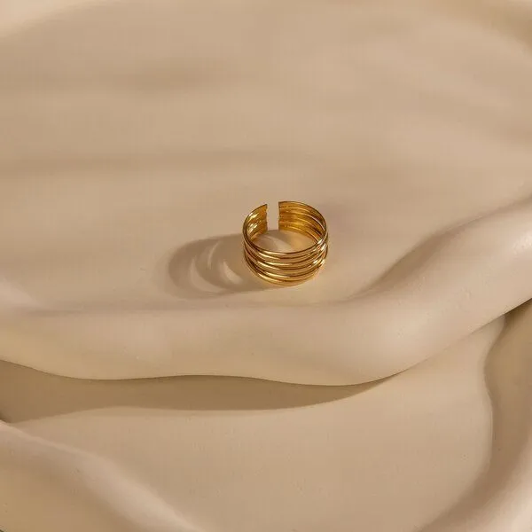 ELEKTROPULLI Größenverstellbarer Contour Ring ca. Ø 17 - 20mm von Elektropulli, Gold, – Produktbild 1 von 1