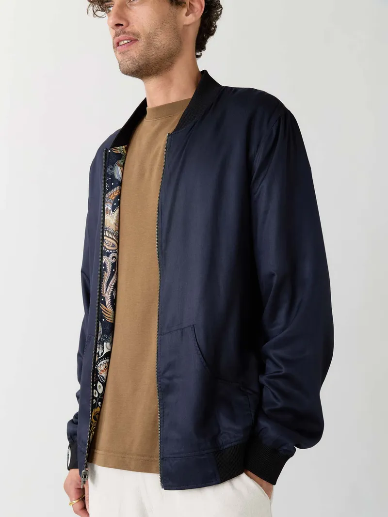 Yahmo Yahmo Herren vegan Jacke Bomber Reversible Laslo Bird/Navy, Extra dunkelblau, – Produktbild 1 von 2
