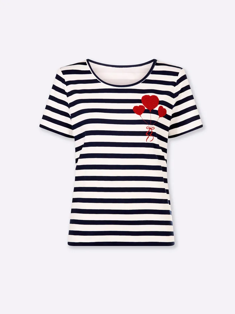 heine Shirt marine-ecru-geringelt, Marine-ecru-geringelt, – Produktbild 1 von 2