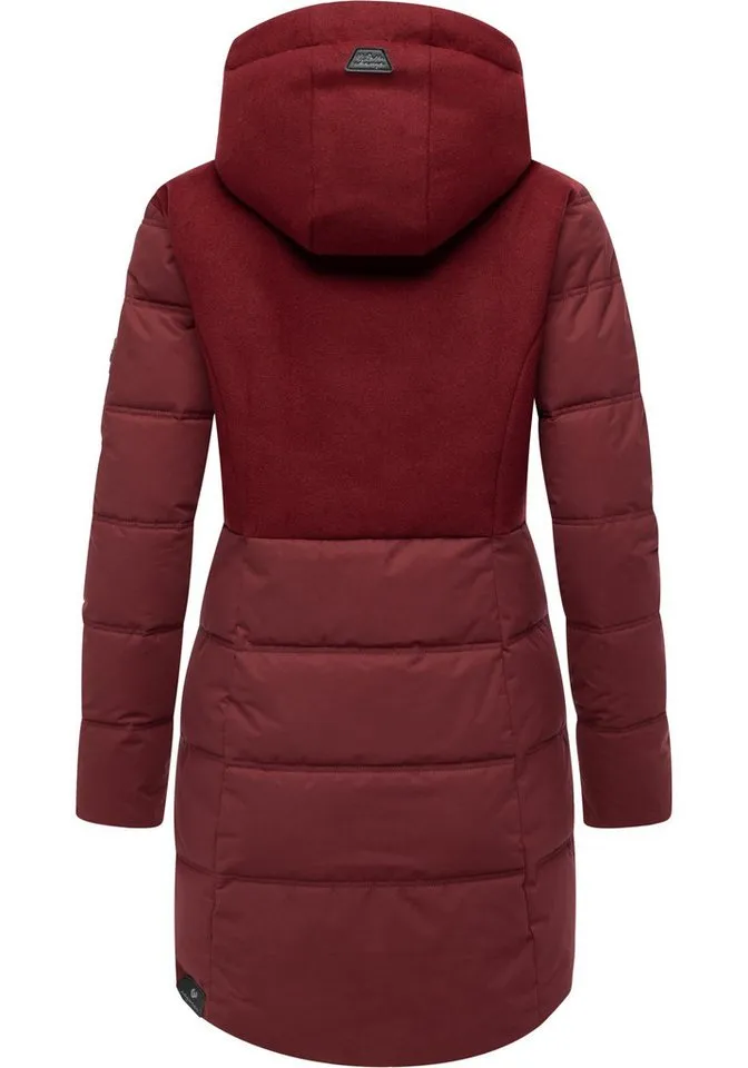 ragwear ragwear Winterjacke Ashani Block Intl. stylischer Winterparka mit gefütterter Kapuze, Rot, – Produktbild 3 von 3