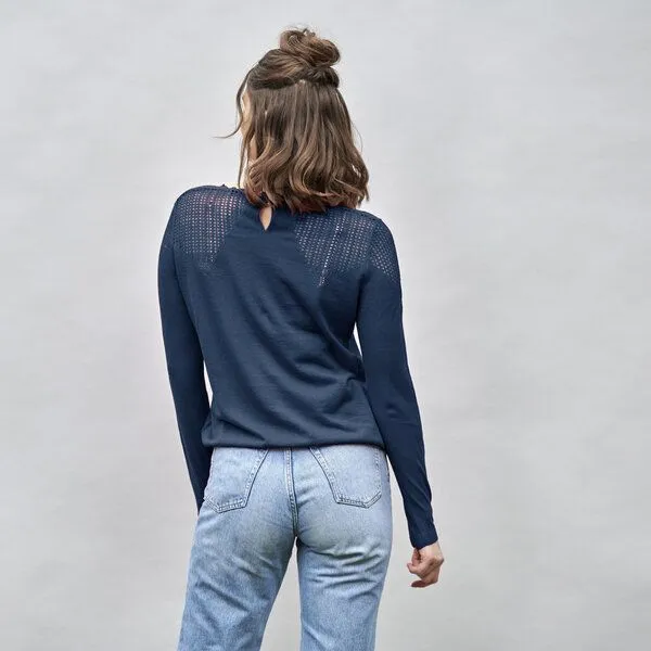 Kokon Zwo Kokon Zwo Pullover mit transparenter Strickstruktur 55% Leinen, 45% Baumwolle (kbA), Twilight blue, – Produktbild 2 von 2