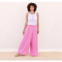 Jaya Jaya ALASKA GIVE - Damen - lockeres Top mit offenem Rücken aus Tencel-Baumwoll-Mix, White-pink, – Produktbild 1 von 1