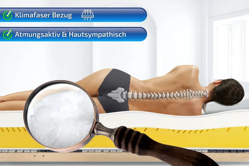Visco-Matratze VISCOMAXX 900, extra 26cm hoch, 9 Zonen & hohes Raumgewicht, Matratzen Perfekt, 26 cm hoch, (Kaltschaum), Komfortmatratze mit 10cm Viscoschicht auf 15cm Kaltschaumkern, Weiß, – Produktbild 5 von 5
