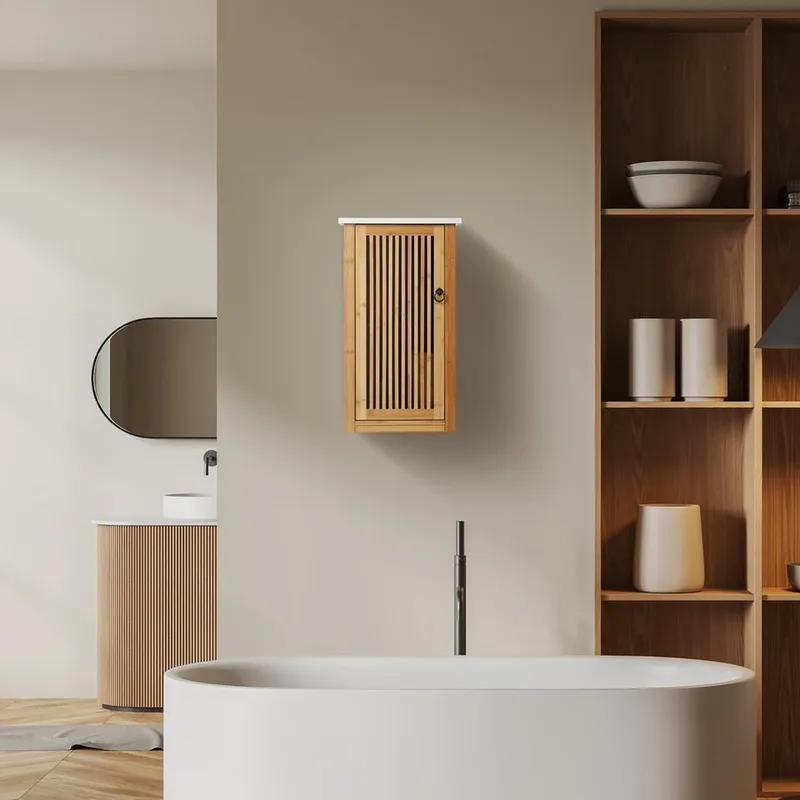 RELAXDAYS RELAXDAYS Hängeschrank Badezimmerschrank Bambus hängend (1-St), Braun, – Produktbild 2 von 4