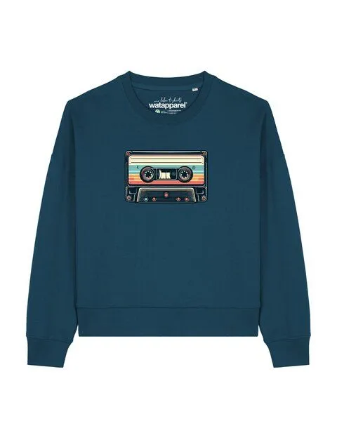 watapparel watapparel Sweatshirt Frauen Retro Kassette, Deep teal, – Produktbild 1 von 2