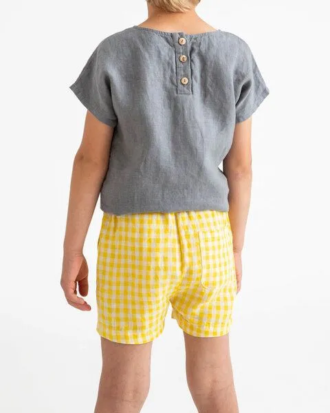 MATONA Matona Klassische kurze Hose für Kinder aus Leinen / Classic Shorts, Yellow gingham, – Produktbild 2 von 4